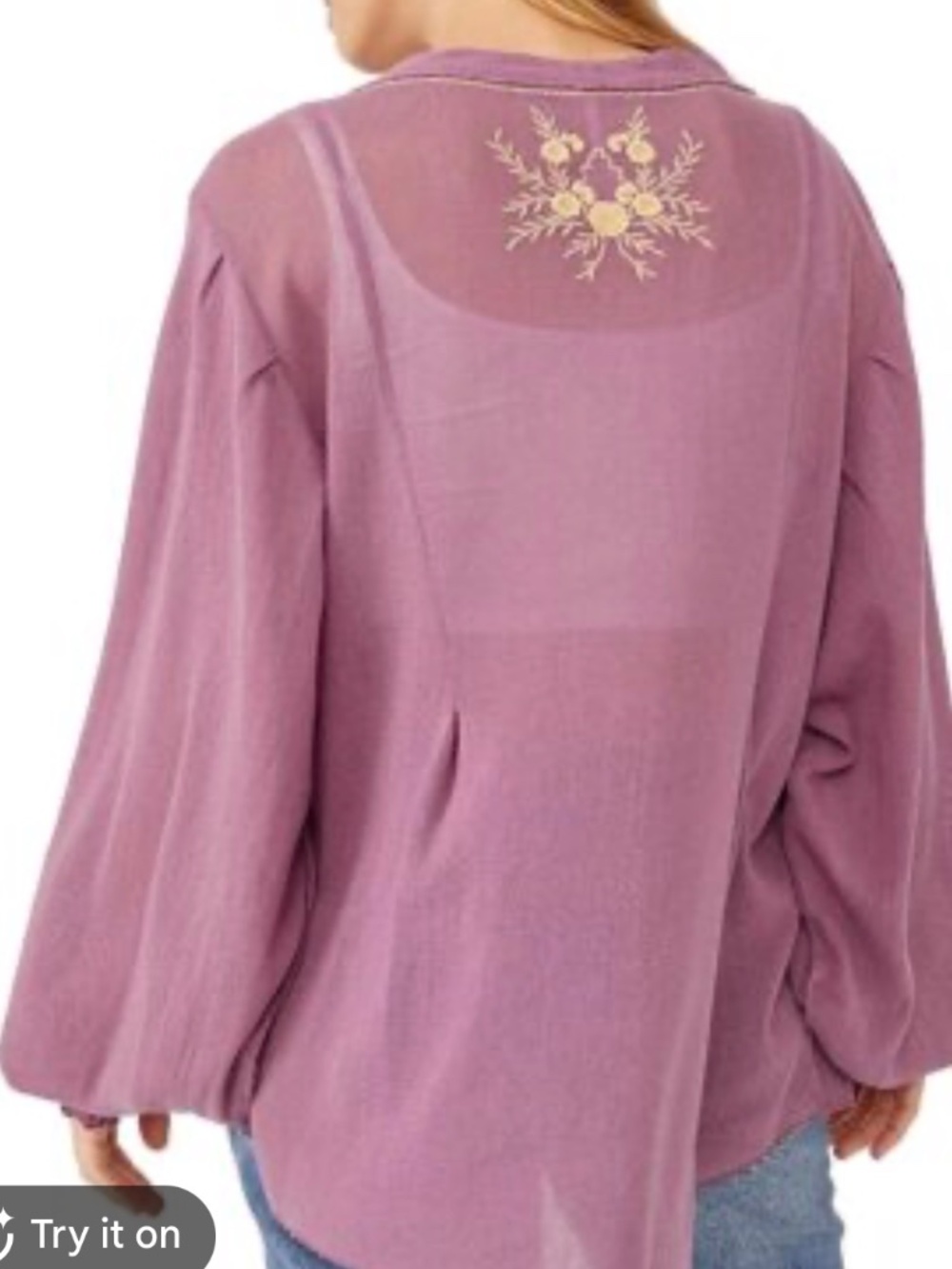 Free People Margie Button Up Top - Purple - S - Picture 2 of 5